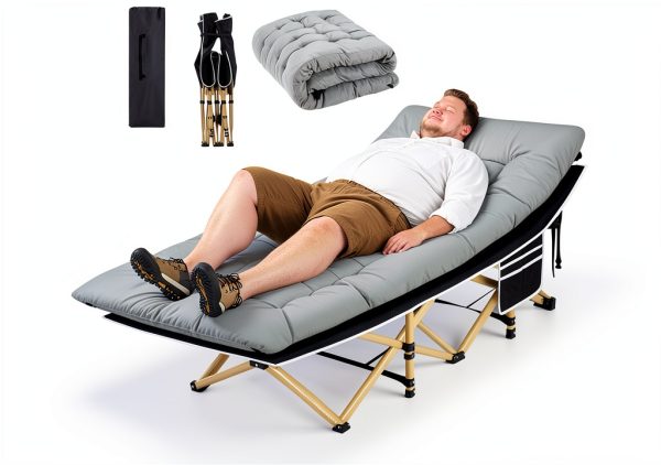 HABUTWAY Camping Cot Heavy Duty Folding Bed with Mattress-0