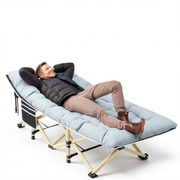 HABUTWAY Camping Cot Heavy Duty Folding Bed with Mattress-1