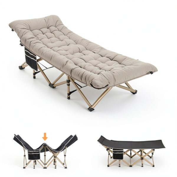 HABUTWAY Camping Cot Heavy Duty Folding Bed with Mattress-7
