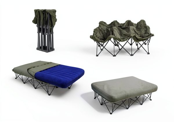 KAMPKEEPER Twin Camping Cot Blue Foldable Steel Frame-4