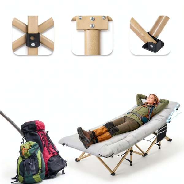 HABUTWAY Camping Cot Heavy Duty Folding Bed with Mattress-4