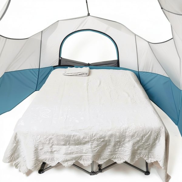 KAMPKEEPER Twin Camping Cot Blue Foldable Steel Frame-1